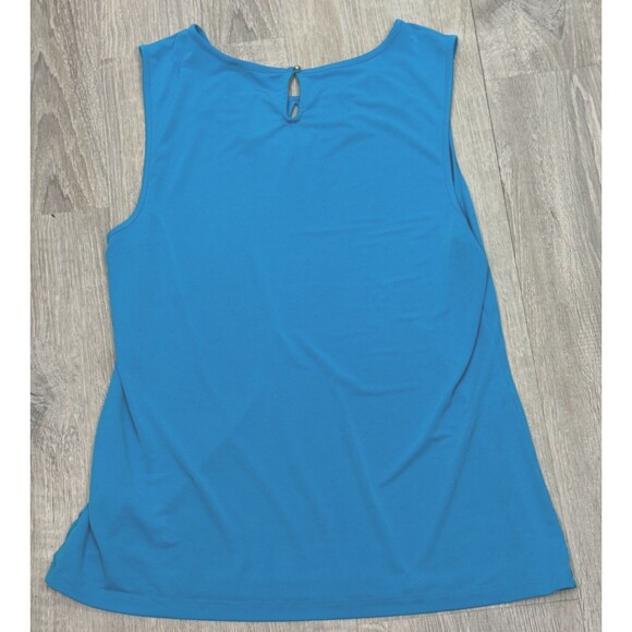 Banana Republic Blue Sleeveless Blouse Cut Out Keyhole Pullover Stretch XL Top‎ - Picture 4 of 6